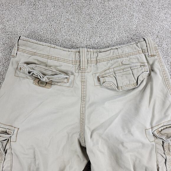 Aeropostale Cargo Shorts Mens 32 Cream Distressed Baggy Cotton Pockets Y2K - Picture 6 of 12